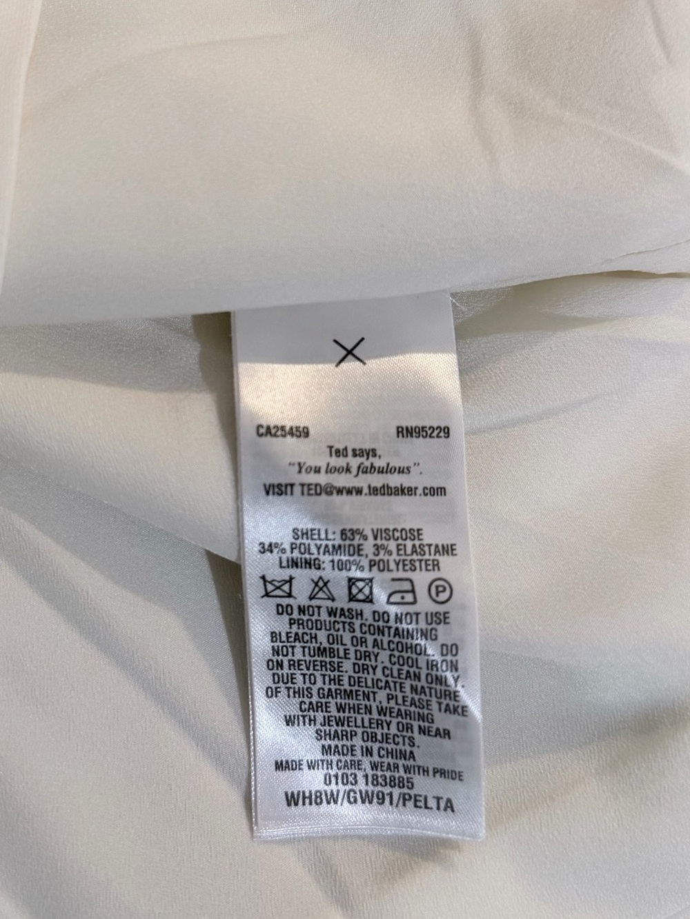 Ted Baker Off White Pearl-Trim Holiday Classic Blouse Size M or Pit to Pit 17” - Picture 6 of 8